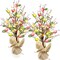 Easter Decorations, 2 Pack Easter Tree with Eggs Artificial Battery Powered Tabletop Centerpiece Lighted Artificial Tree for Holiday Party Spring Home Decor
